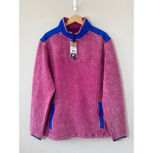 Chubbies Mens XL Pink Quilted Textured Quarter Zip Pullover Sweatshirt NEW